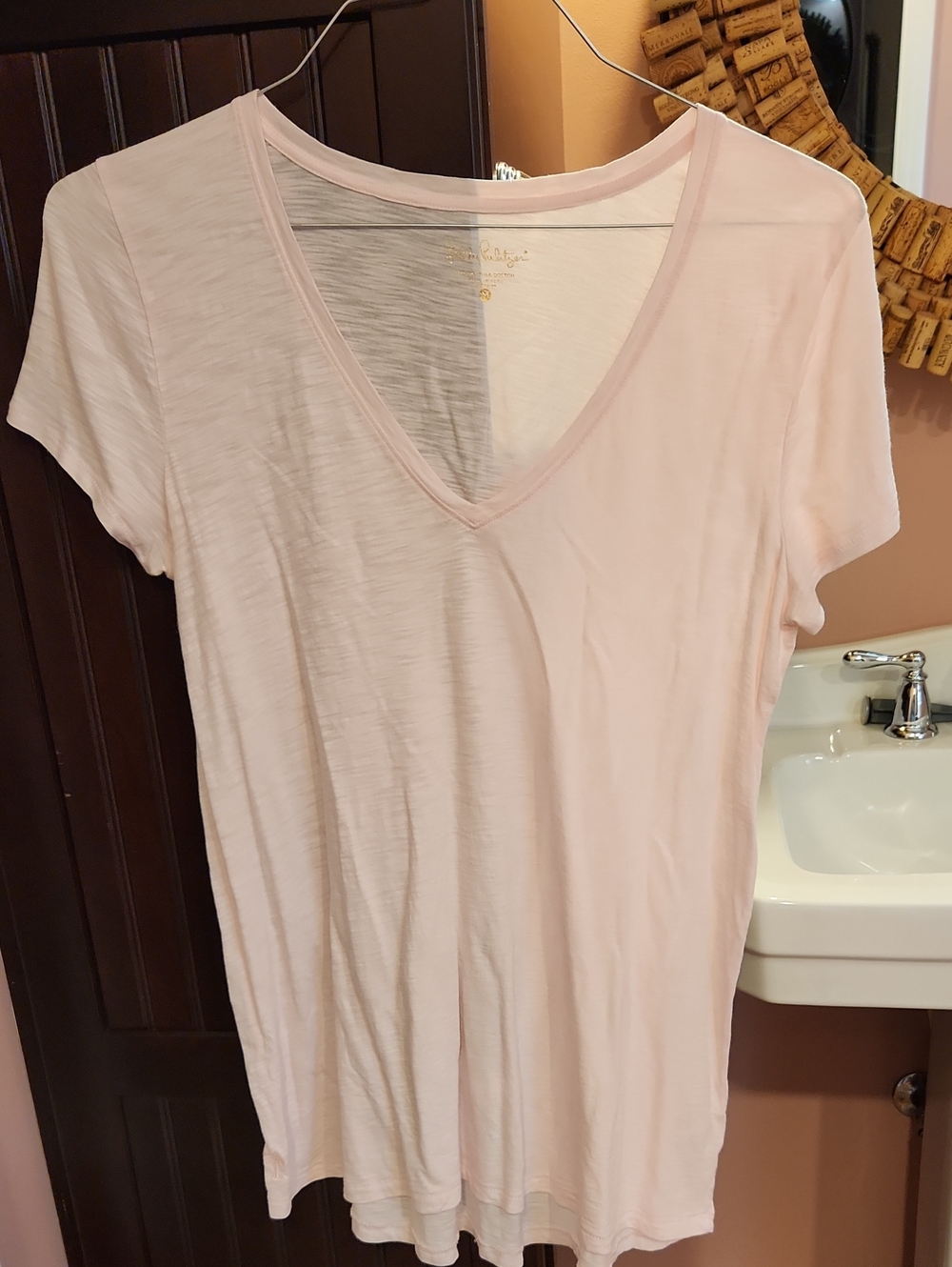 Lilly Pulitzer Pale Pink V-Neck Short Sleeve Tee